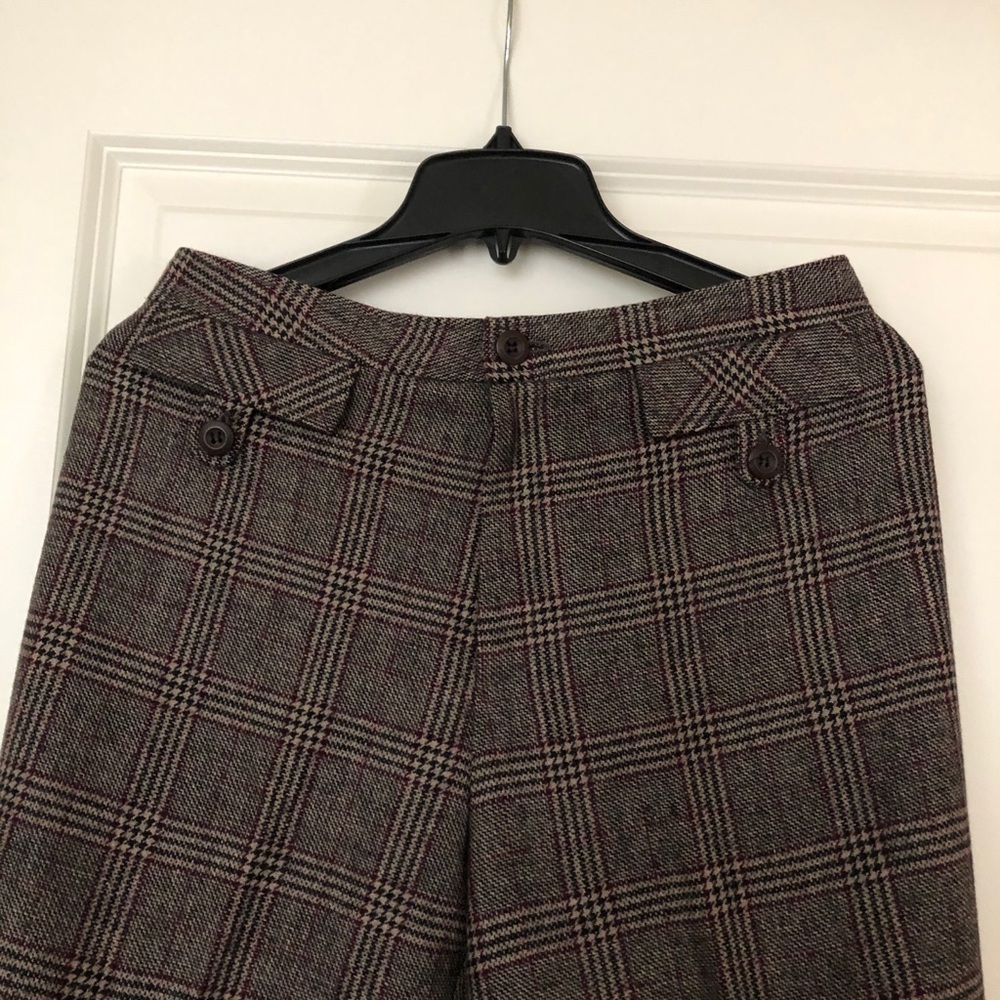 Women vintage plaid wool-blend pants
